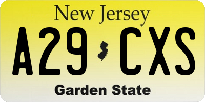 NJ license plate A29CXS
