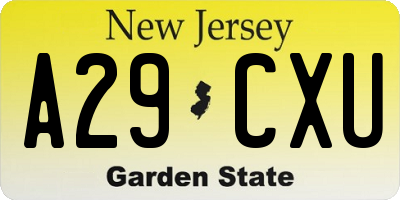 NJ license plate A29CXU
