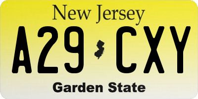 NJ license plate A29CXY