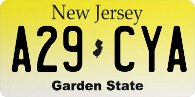 NJ license plate A29CYA