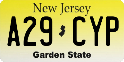 NJ license plate A29CYP