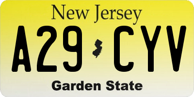NJ license plate A29CYV