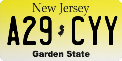 NJ license plate A29CYY