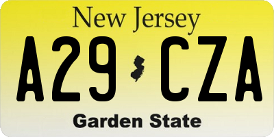 NJ license plate A29CZA