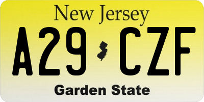 NJ license plate A29CZF