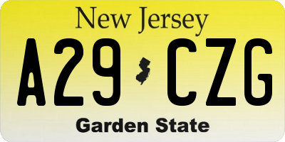 NJ license plate A29CZG