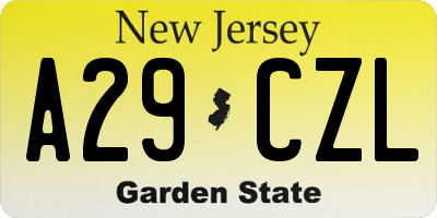 NJ license plate A29CZL