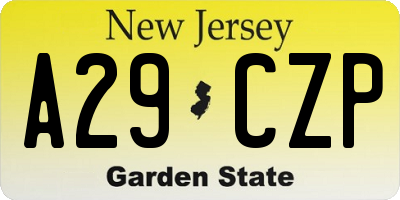 NJ license plate A29CZP