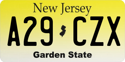 NJ license plate A29CZX