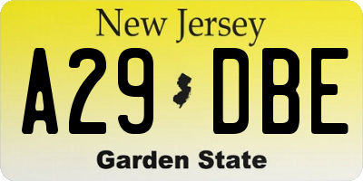 NJ license plate A29DBE