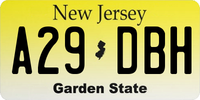 NJ license plate A29DBH