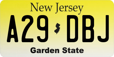 NJ license plate A29DBJ