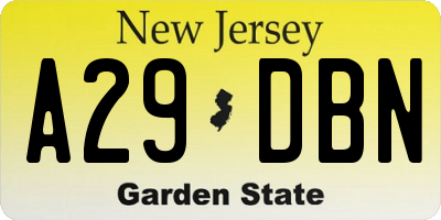 NJ license plate A29DBN