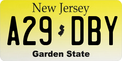 NJ license plate A29DBY