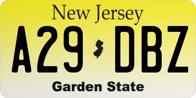 NJ license plate A29DBZ