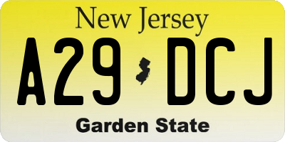NJ license plate A29DCJ