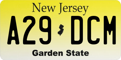 NJ license plate A29DCM