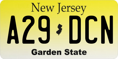 NJ license plate A29DCN