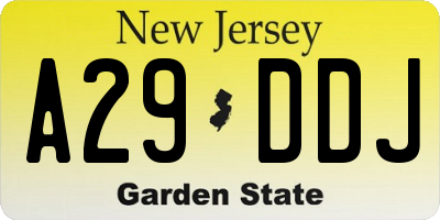 NJ license plate A29DDJ