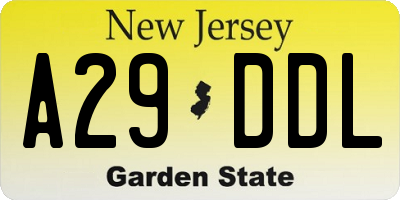 NJ license plate A29DDL