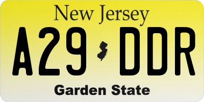 NJ license plate A29DDR
