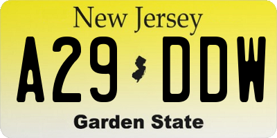 NJ license plate A29DDW