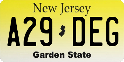 NJ license plate A29DEG