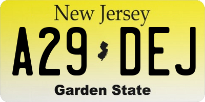NJ license plate A29DEJ