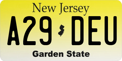 NJ license plate A29DEU