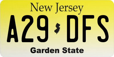 NJ license plate A29DFS