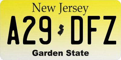 NJ license plate A29DFZ