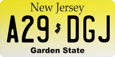 NJ license plate A29DGJ