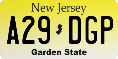 NJ license plate A29DGP