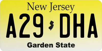 NJ license plate A29DHA