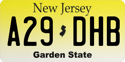 NJ license plate A29DHB