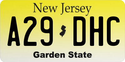 NJ license plate A29DHC