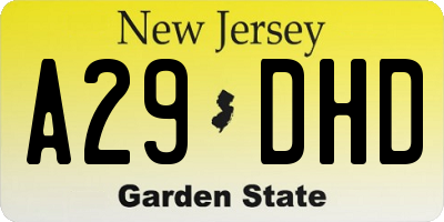 NJ license plate A29DHD