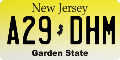 NJ license plate A29DHM