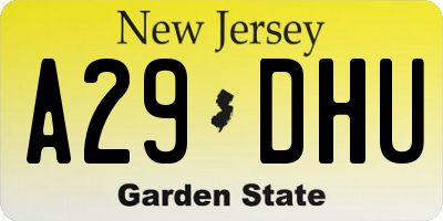 NJ license plate A29DHU