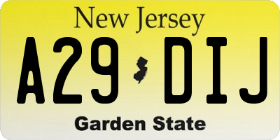 NJ license plate A29DIJ