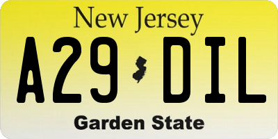 NJ license plate A29DIL