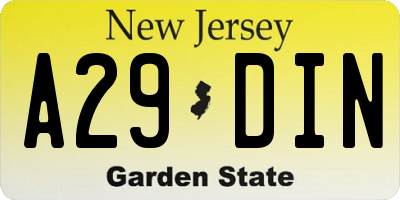 NJ license plate A29DIN