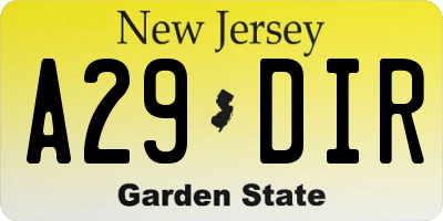 NJ license plate A29DIR