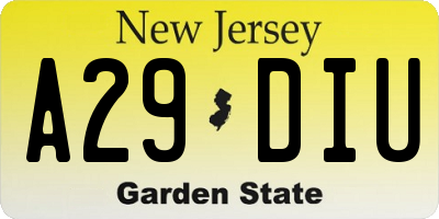 NJ license plate A29DIU
