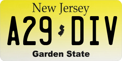 NJ license plate A29DIV