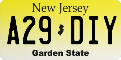 NJ license plate A29DIY