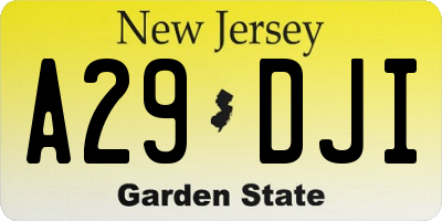 NJ license plate A29DJI