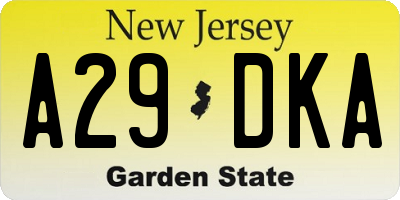 NJ license plate A29DKA