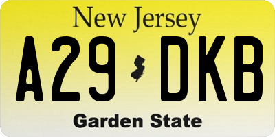 NJ license plate A29DKB