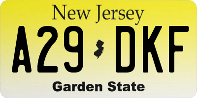 NJ license plate A29DKF